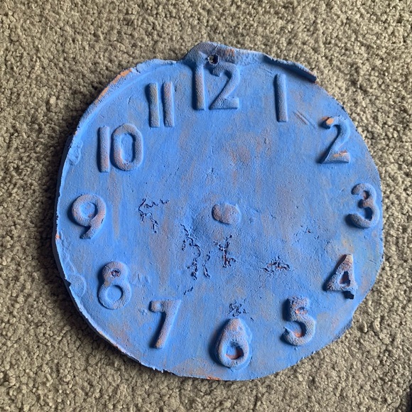 Blue Terracotta Clay Distressed Clock - Picture 2 of 3